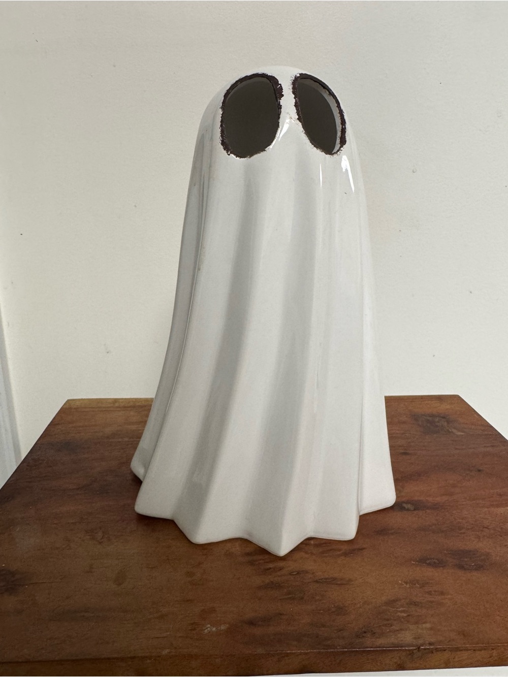 White Ceramic Ghost Figurine Halloween Decor